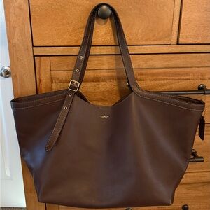 Coach Dark Brown Leather Tote with Adjustable Strap